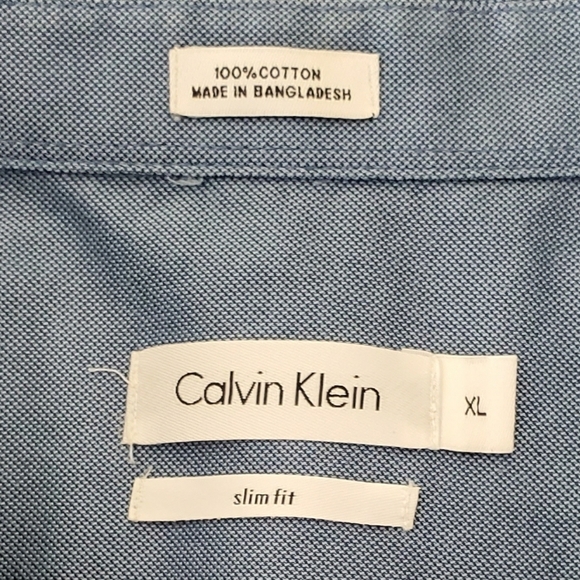CALVIN KLEIN Blue Slim Fit Dress Shirt, size XL - Picture 3 of 4